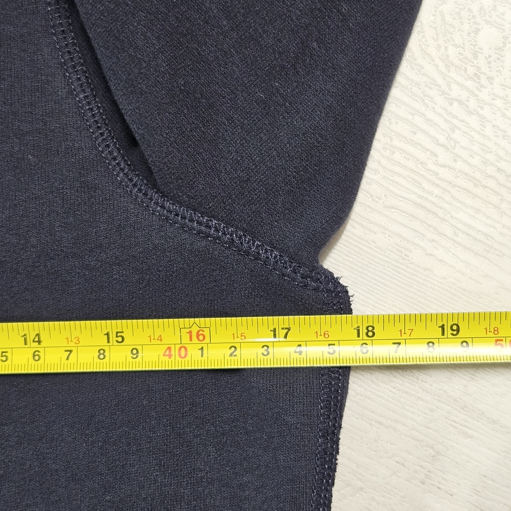 Y2K Hollister Pullover Hoodie Sweatshirt Drawstring Spilled Out Size Medium Navy - Picture 3 of 13